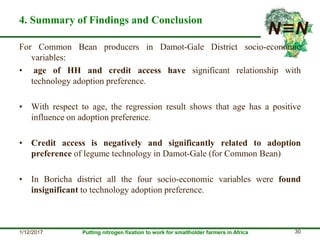 Smallholder farmers’ legume technology adoption preferences and contributions to farmers’ performance: Evidences from N2Africa project