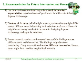 Smallholder farmers’ legume technology adoption preferences and contributions to farmers’ performance: Evidences from N2Africa project