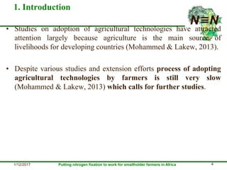 Smallholder farmers’ legume technology adoption preferences and contributions to farmers’ performance: Evidences from N2Africa project
