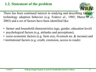 Smallholder farmers’ legume technology adoption preferences and contributions to farmers’ performance: Evidences from N2Africa project