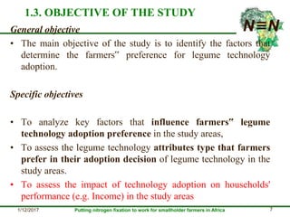 Smallholder farmers’ legume technology adoption preferences and contributions to farmers’ performance: Evidences from N2Africa project