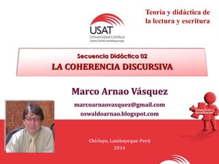 Marco Arnao Vásquez
marcoarnaovasquez@gmail.com
oswaldoarnao.blogspot.com
Chiclayo, Lambayeque-Perú
2015
Teoría y didáctica de la
lectura y escritura
 