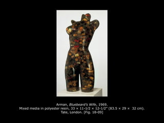 Arman, Bluebeard’s Wife, 1969.
Mixed media in polyester resin, 33 × 11-1⁄2 × 12-1⁄2” (83.5 × 29 × 32 cm).
Tate, London. [Fig. 18-09]
 