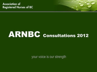 ARNBC  Consultations 2012 your voice is our strength 