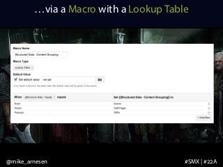 …via a Macro with a Lookup Table 
@mike_arnesen #SMX | #22A 
 