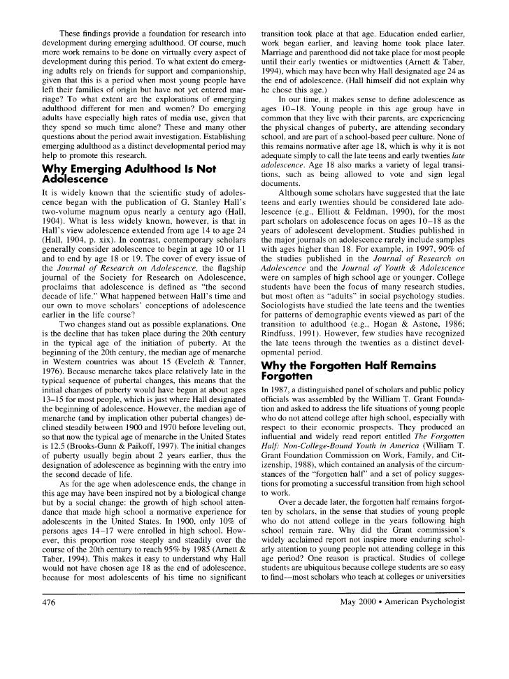 Arnett emerging adulthood theory