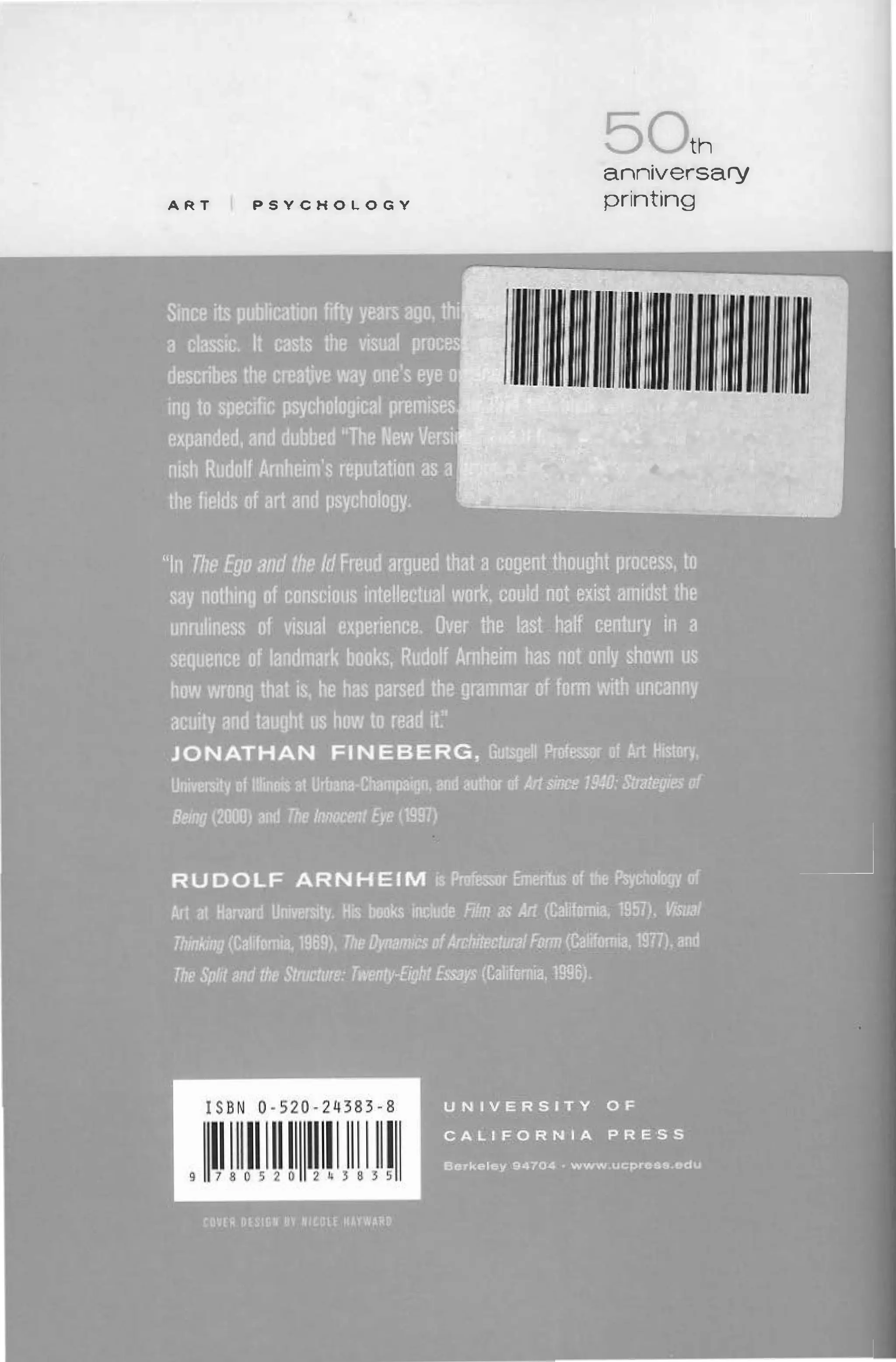 Art and Visual Perception: A PSYCHOLOGY OF THE CREATIVE EYE