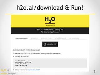 H2O.ai 
Machine Intelligence
9
h2o.ai/download & Run!
 
