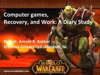 Computer games, Recovery, and Work: A Diary Study Prof.dr. Arnold B. Bakker Erasmus University Rotterdam, NL www.arnoldbakker.com 