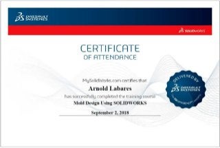 Arnold labares 2018 solidworks training certificates - plastics