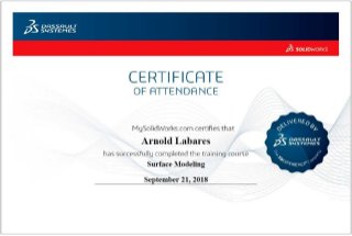 Arnold labares 2018 solidworks training certificates - plastics