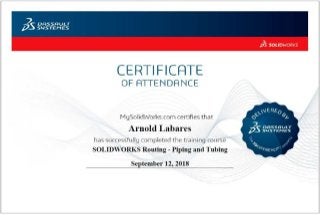 Arnold labares 2018 solidworks training certificates - plastics