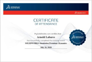 Arnold labares 2018 solidworks training certificates - plastics