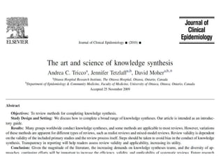 Systematic Reviews: the researcher's perspective and the research question. Edoardo Aromataris