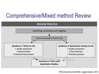 Comprehensive/Mixed method Review




                    FOCUS technical brief #25, Angela Harden, 2010
 