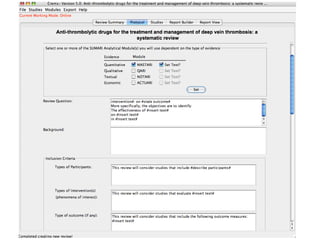 Systematic Reviews: the process, quantitative, qualitative and mixed methods reviews. Edoardo Aromataris
