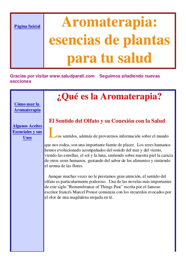 Aromaterapia Y Plantas Medicinales