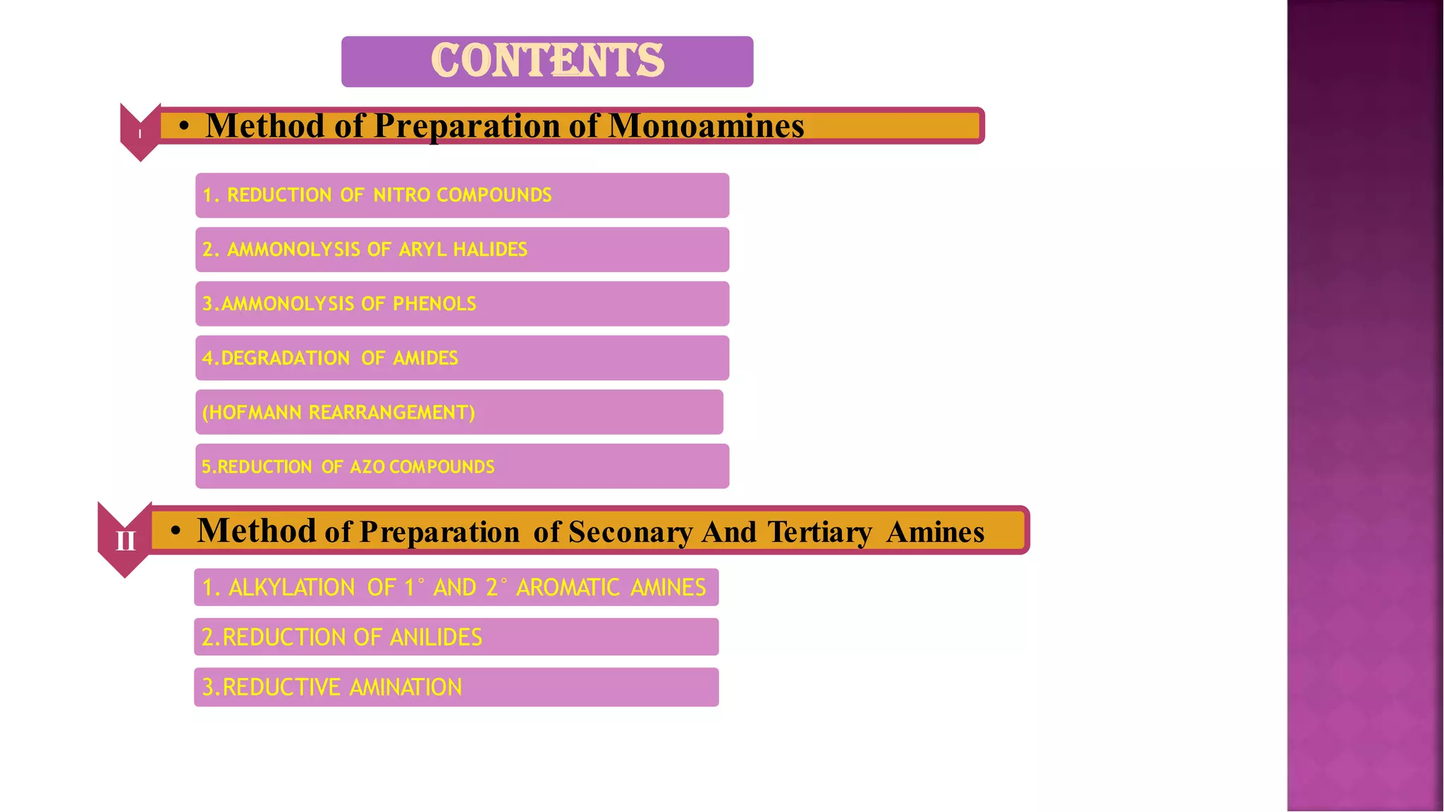 Methods of preparation of Aromatic amines | PDF