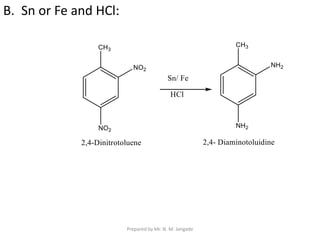 B. Sn or Fe and HCl:
Prepared by Mr. N. M. Jangade
 