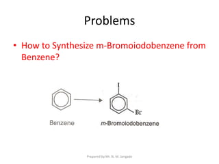 Problems
• How to Synthesize m-Bromoiodobenzene from
Benzene?
Prepared by Mr. N. M. Jangade
 