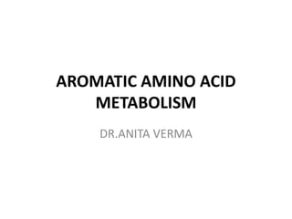 AROMATIC AMINO ACID
METABOLISM
DR.ANITA VERMA
 