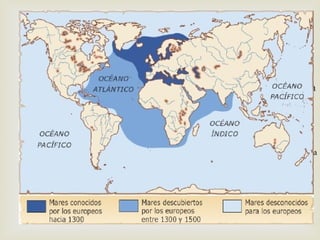 
 Europarrek Europa, Mediterraneoaren eta Itsaso Beltzaren
inguruko lurraldeak ezagutu.
 Erdi Aroan: Bidaiak (Marco Polo) eta merkataritza-bideak.
 Afrika eta Asia barrualdea ez zuten ezagutzen eta ez
zuten Amerika eta Ozeaniaren berririk.
XV. Mendean ezagutzen
den mundua
- Mediterraneoko Bidea
- Atlantikoko Bidea
- Baltikoko Bidea.
 