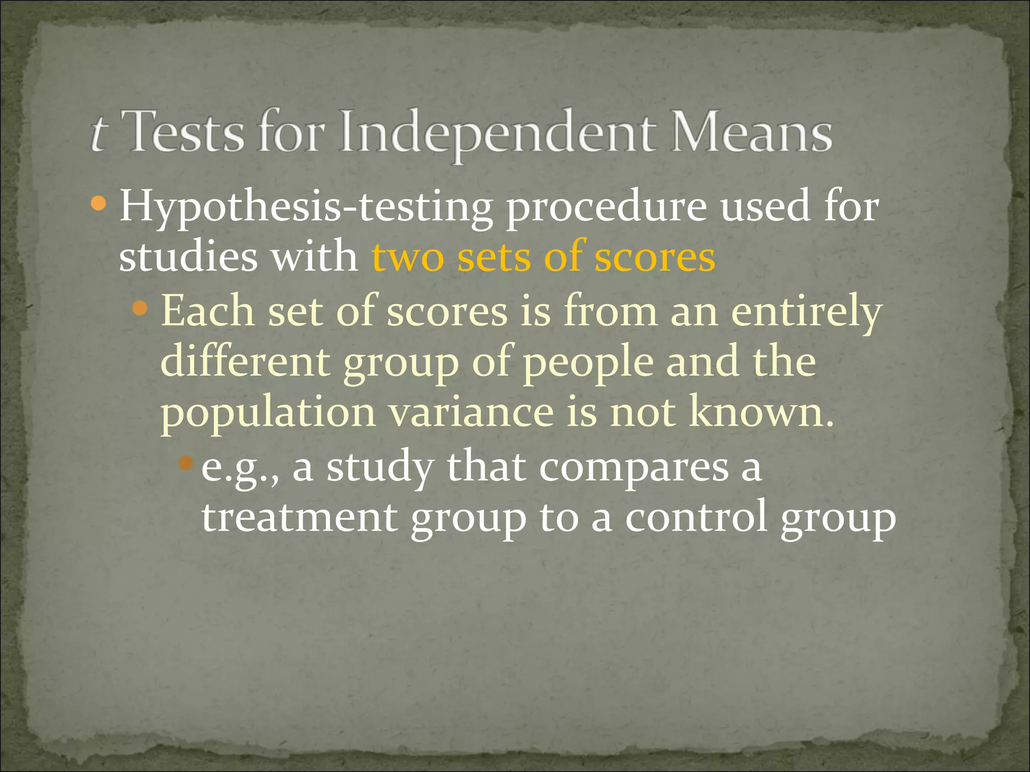 Aron chpt 9 ed t test independent samples | PPT
