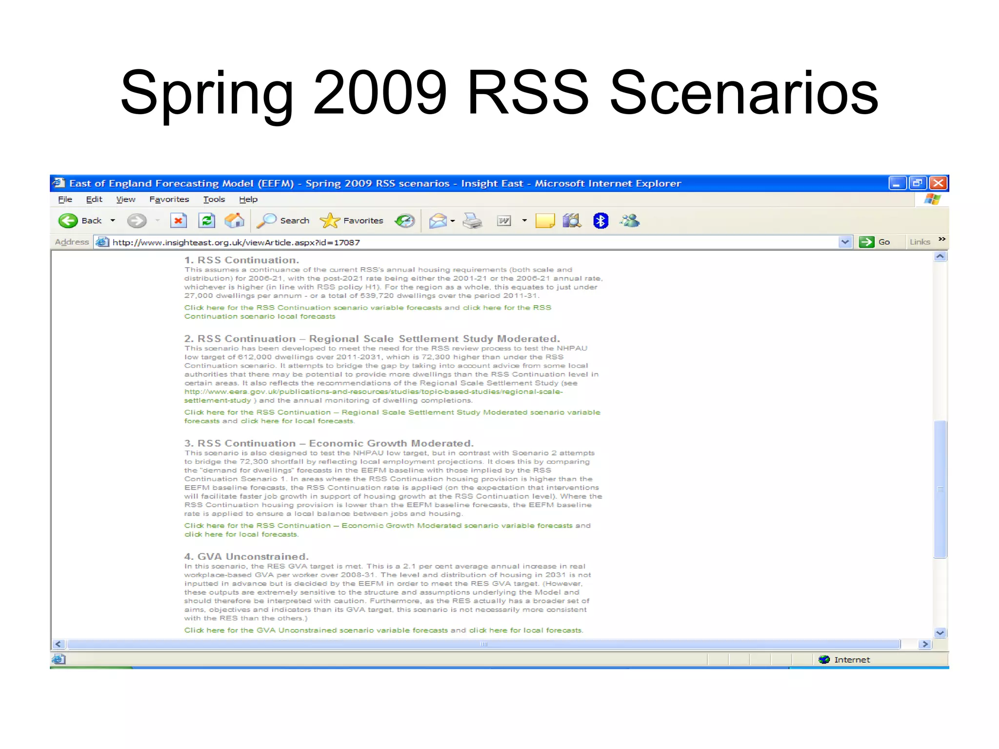 Spring 2009 RSS Scenarios 