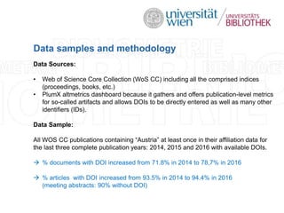 Data samples and methodology
Data Sources:
• Web of Science Core Collection (WoS CC) including all the comprised indices
(...