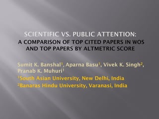 Sumit K. Banshal1, Aparna Basu1, Vivek K. Singh2,
Pranab K. Muhuri1
1South Asian University, New Delhi, India
2Banaras Hindu University, Varanasi, India
 
