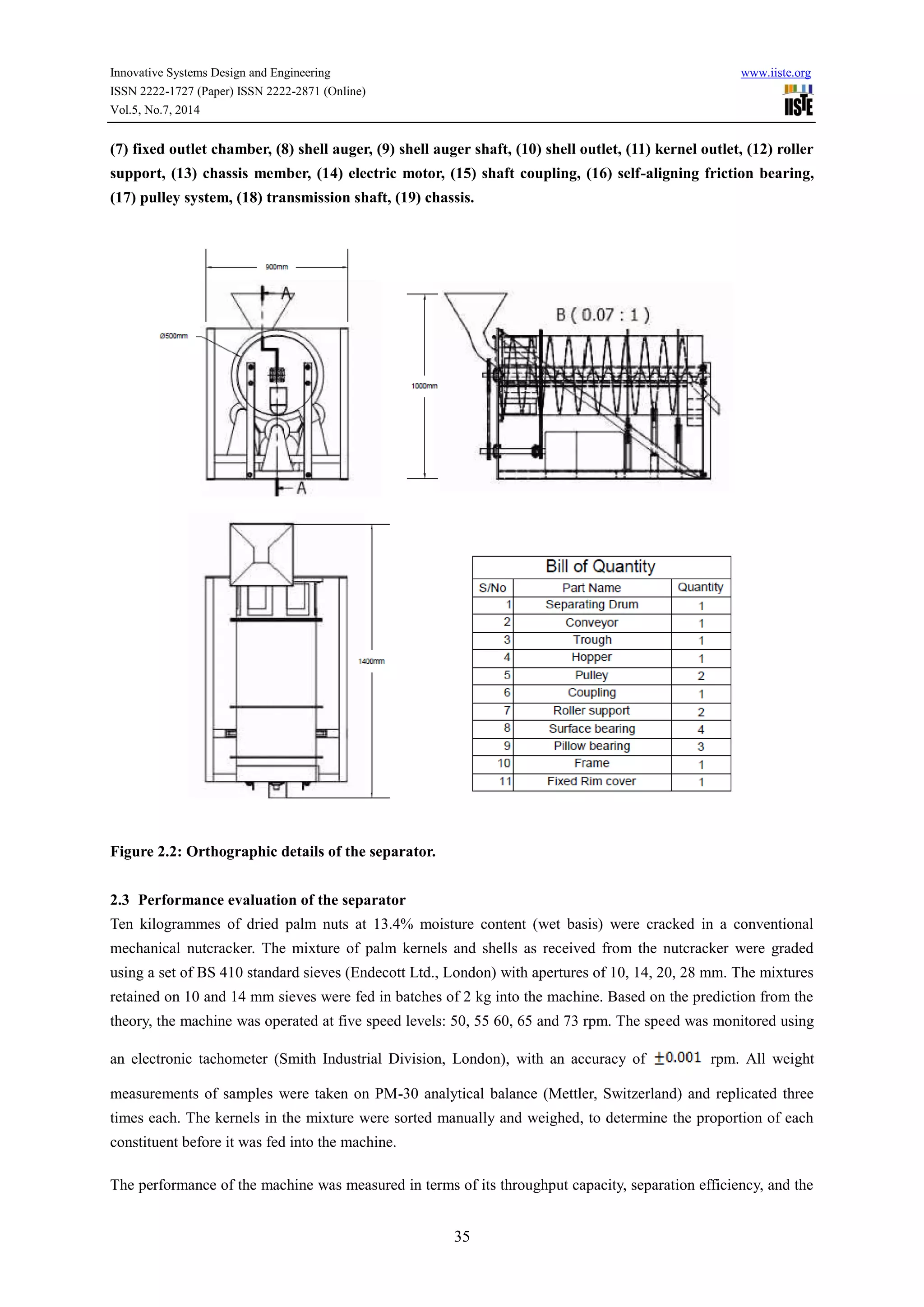 A rotary separator for the dry mixture of palm kernel and shell | PDF