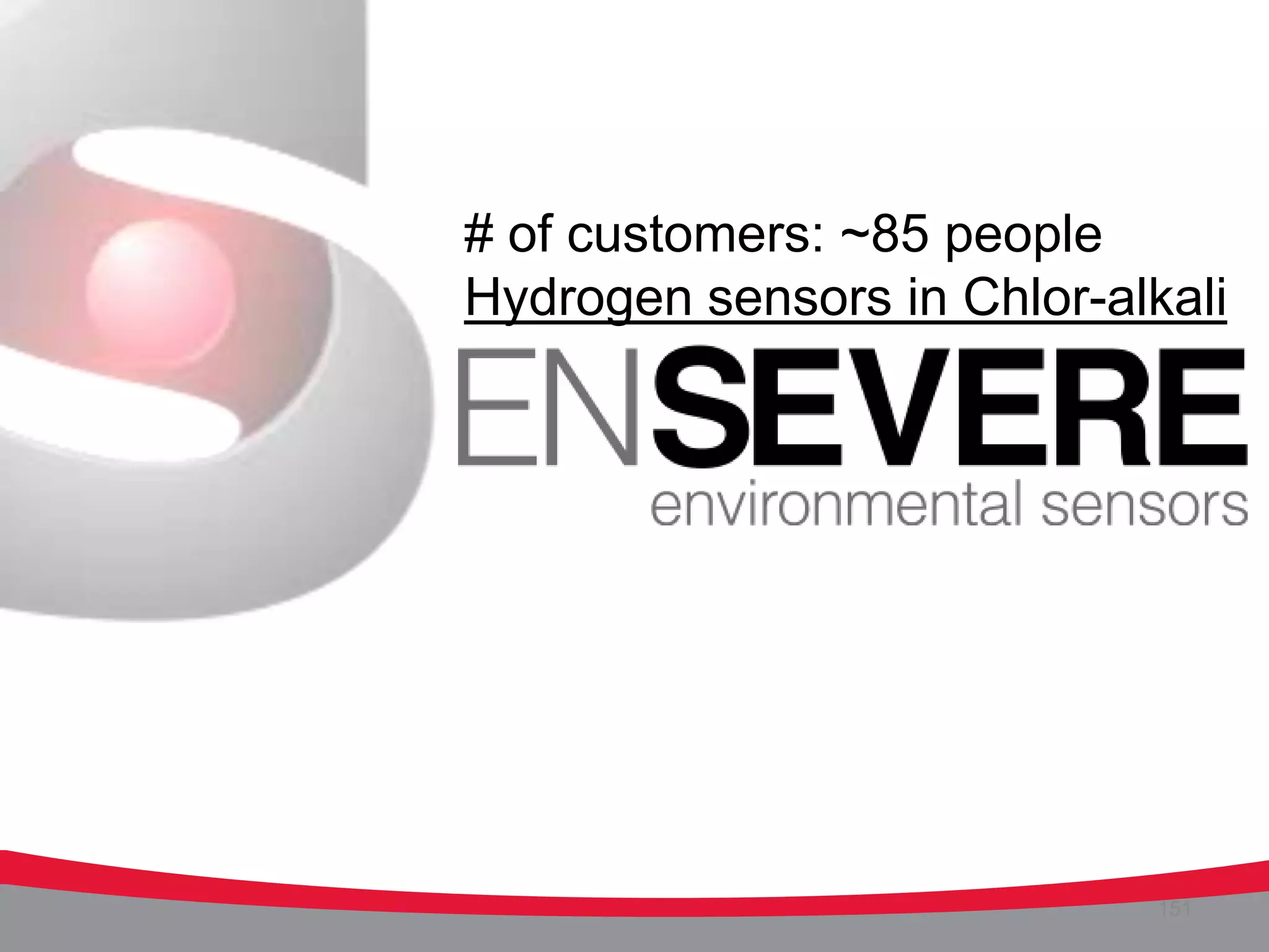 # of customers: ~85 people
Hydrogen sensors in Chlor-alkali




                             151
 