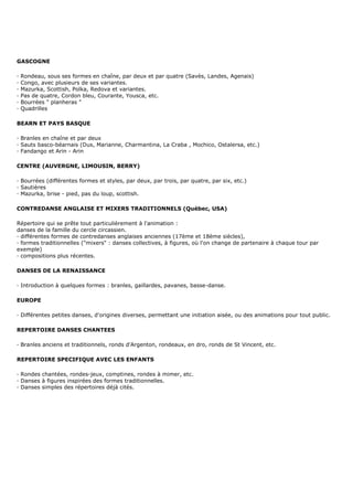 GASCOGNE
· Rondeau, sous ses formes en chaîne, par deux et par quatre (Savès, Landes, Agenais)
· Congo, avec plusieurs de ...