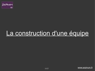 La construction d'une équipe




             15/27      www.arpinum.fr
 