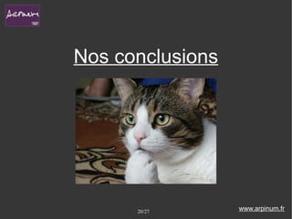 Nos conclusions




      20/27       www.arpinum.fr
 