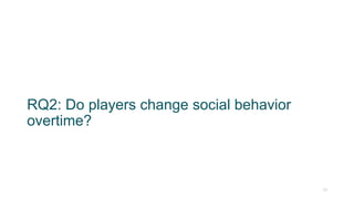 RQ2: Do players change social behavior
overtime?
29
 