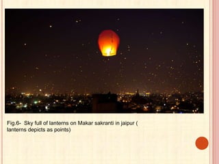Fig.6- Sky full of lanterns on Makar sakranti in jaipur (
lanterns depicts as points)
 