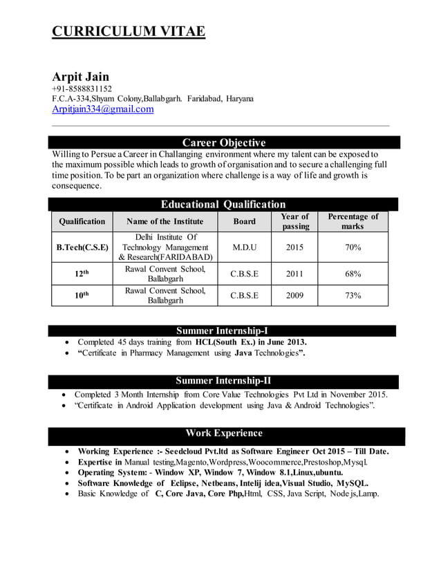 Arpit resume | PDF