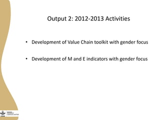 Livestock and Fish Gender Theme updates