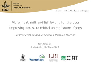 More meat, milk and fish by and for the poor:
Improving access to critical animal-source foods
1st Annual Review & Planning Meeting
Tom Randolph
Addis Ababa, 20-22 May 2013
 