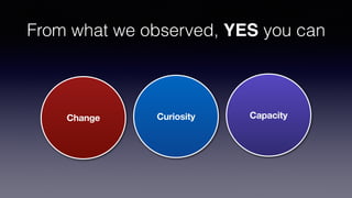 From what we observed, YES you can
CapacityCuriosityChange
 