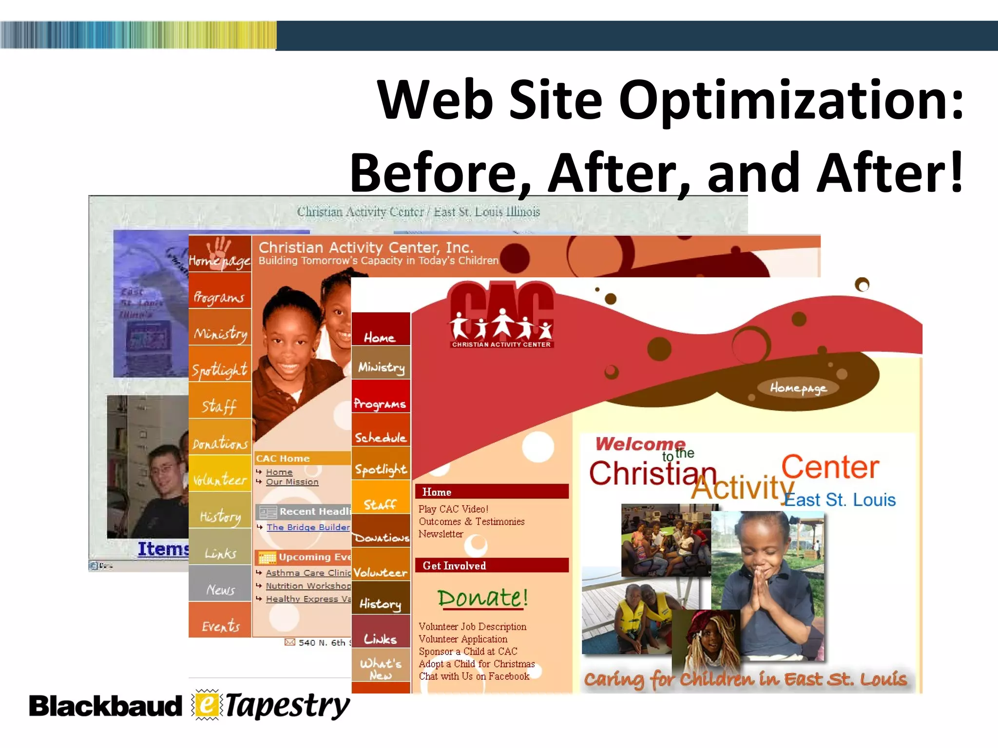 Web Site Optimization: Before, After, and After! 