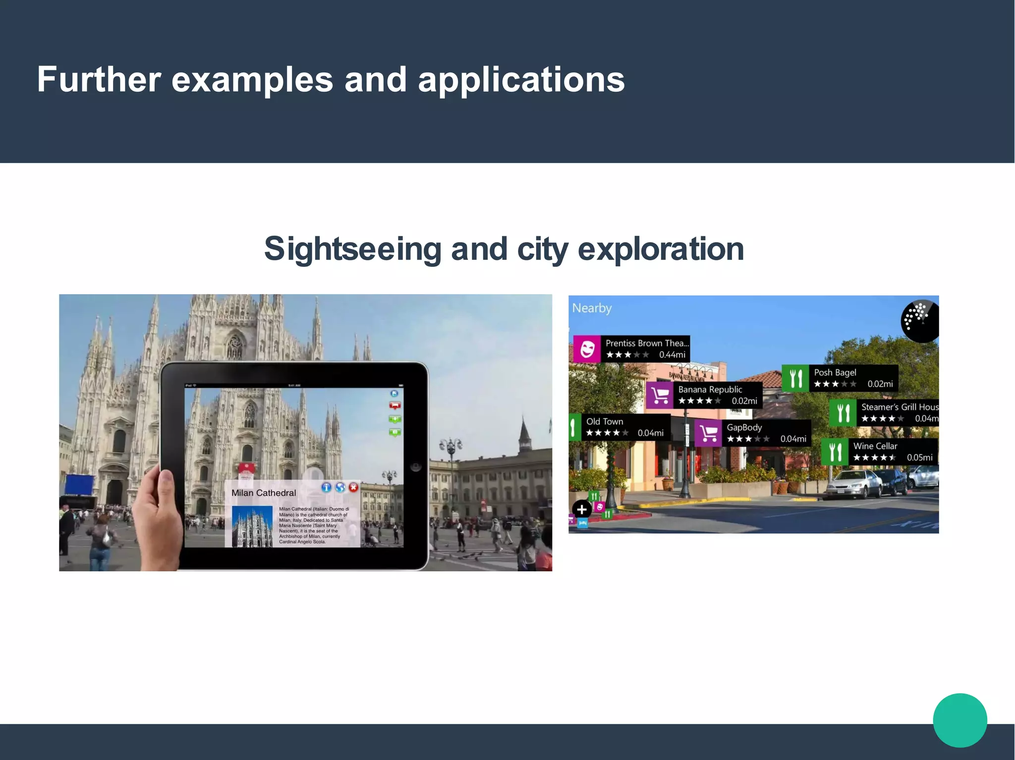 Further examples and applications
Sightseeing and city exploration
 