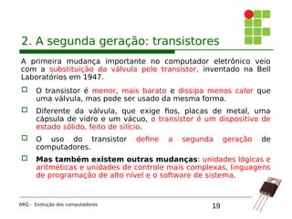 Arquitetura de Computadores: Evolução dos computadores | PDF
