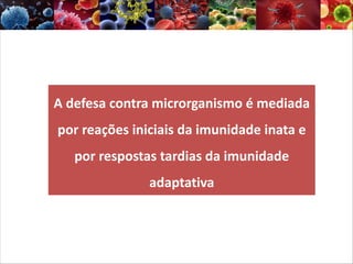 A defesa contra microrganismo é mediada
por reações iniciais da imunidade inata e
por respostas tardias da imunidade
adaptativa
 