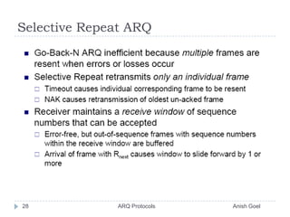 Selective Repeat ARQ28               ARQ Protocols                                                  Anish Goel