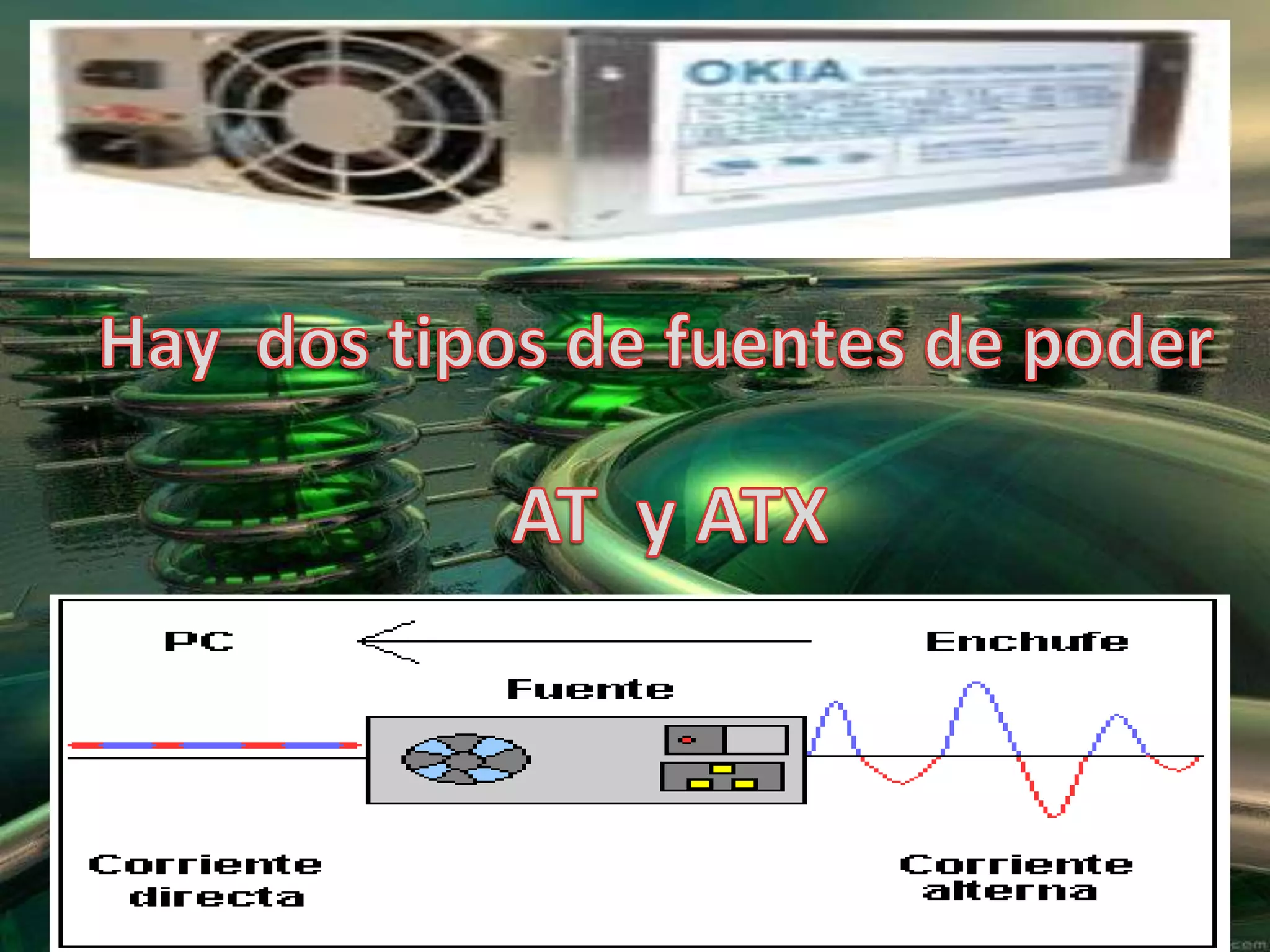 Hay dos tipos de fuentes de poder AT y ATX