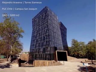 Alejandro Aravena | Torres Siamesas

PUC Chile | Campus San Joaquin

2005 | 5000 m2
 