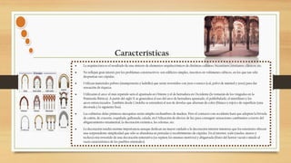 Características
 La arquitectura es el resultado de una síntesis de elementos arquitectónicos de distintas culturas: bizantinos, cristianos, clásicos, etc.
 No reflejan gran interés por los problemas constructivos: son edificios simples, inscritos en volúmenes cúbicos, en los que tan sólo
despuntan sus cúpulas.
 Utilizan materiales pobres (mampostería y ladrillo) que serán revestidos con yeso o estuco (cal, polvo de mármol y yeso) para dar
sensación de riqueza.
 Utilizarán el arco: el más repetido será el apuntado en Oriente y el de herradura en Occidente (lo tomarán de los visigodos en la
Península Ibérica). A partir del siglo X se generaliza el uso del arco de herradura apuntado, el polilobulado, el mixtilíneo y los
arcos entrecruzados. También desde Córdoba se extenderá el uso de dovelas que alternan de color (blanco y rojo) o de superficie (una
decorada y la siguiente lisa).
 Las cubiertas delas primeras mezquitas serán simples techumbres de madera. Pero el contacto con occidente hará que adopten la bóveda
de cañón, de crucería, esquifada, gallonada, calada, etcUtilización de efectos de luz para conseguir sensaciones cambiantes a través del
abigarramiento ornamental, la decoración cerámica, las celosías, etc.
 La decoración tendrá enorme importancia aunque dedican un mayor cuidado a la decoración interior mientras que los exteriores ofrecen
una sorprendente simplicidad que sólo se abandona en portadas y recubrimiento de cúpulas. En el interior, todo (suelos, muros y
techos) está revestido de una decoración reiterativa (se repiten los mismos motivos) y abigarrada (fruto del horror vacuii o miedo al
vacío característico de los pueblos orientales).
 