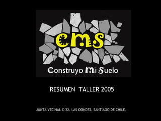 RESUMEN  TALLER 2005 JUNTA VECINAL C-22. LAS CONDES. SANTIAGO DE CHILE. 